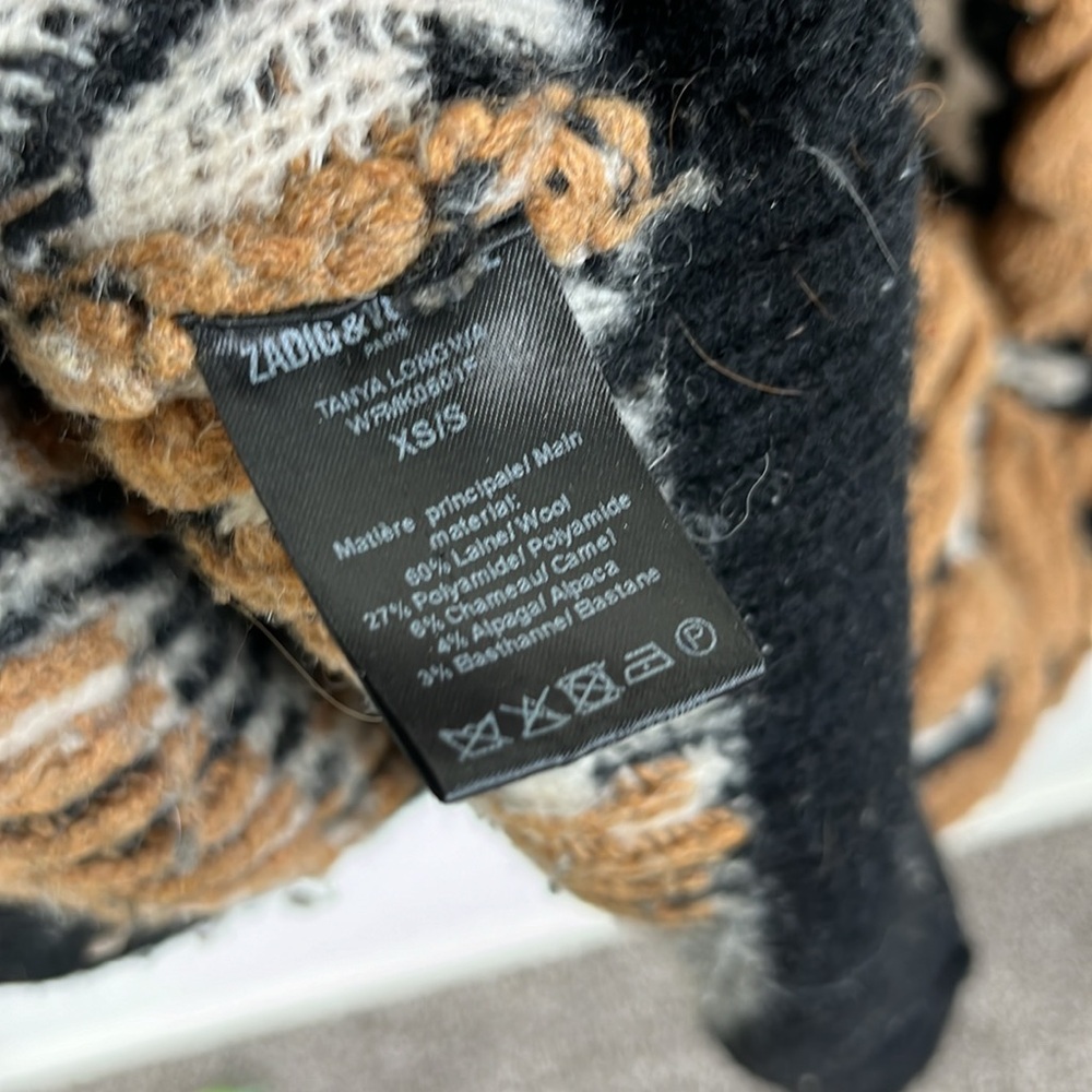 ZADIG & VOLTAIRE Tanya Long Cardigan In Chamois Open Front Leopard Spotted Anima - Picture 9 of 9